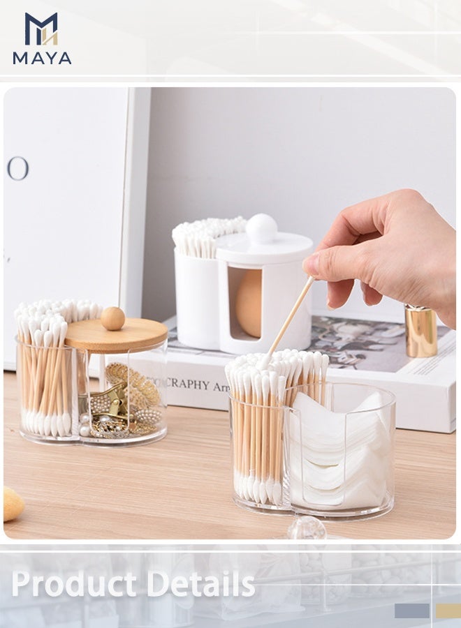 مايا حامل أعواد قطنية، كوب للحمام، علبة تخزين أعواد قطنية ورقية دائرية، علبة تخزين إكسسوارات الحمام، طقم علبة تخزين مكياج للطاولة الجانبية لحفلات الشاطئ، الحمام، السكن الجامعي، سعة كبيرة - Image 5